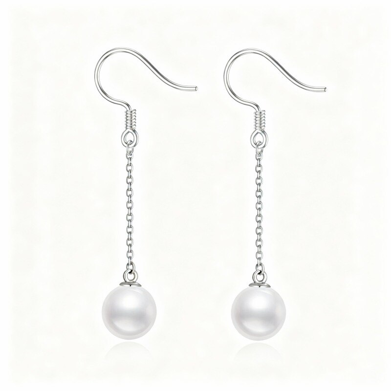 Pendientes de perlas de oro blanco de 18 quilates-1