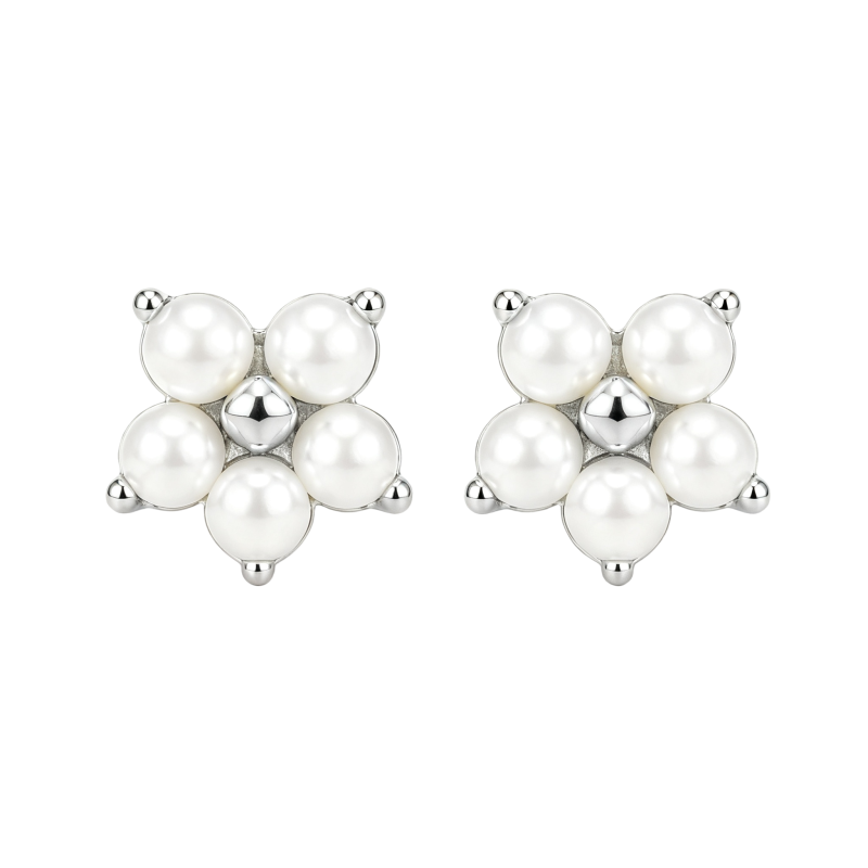 Pendientes de perlas de oro blanco de 10 quilates-1