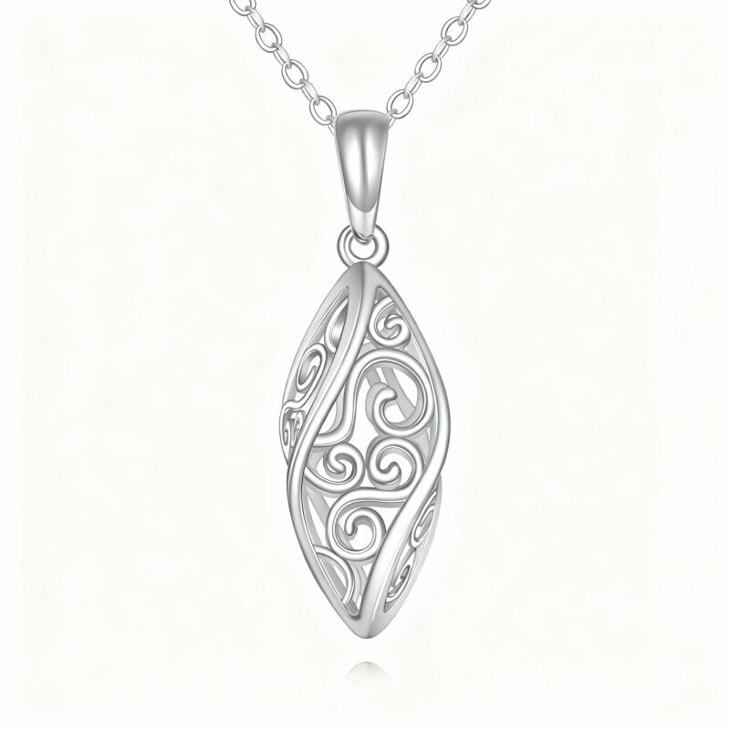 Collar con colgante de platino chapado en oro blanco-1