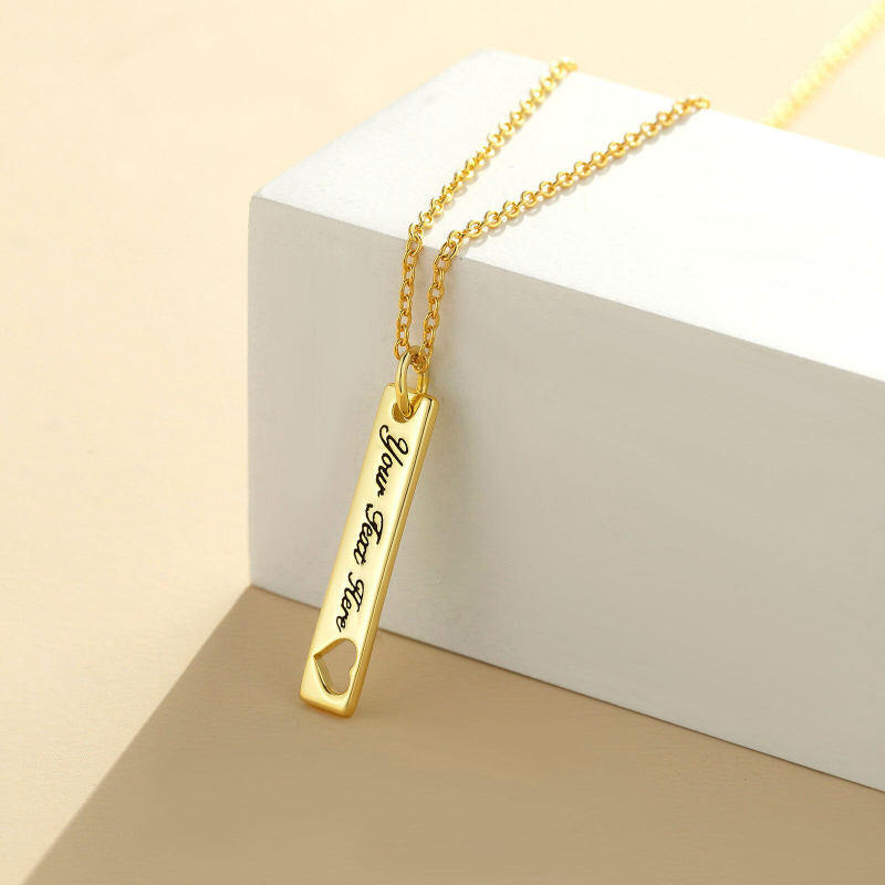 Collar con barra de piedra natal personalizada en oro de 14 quilates-4