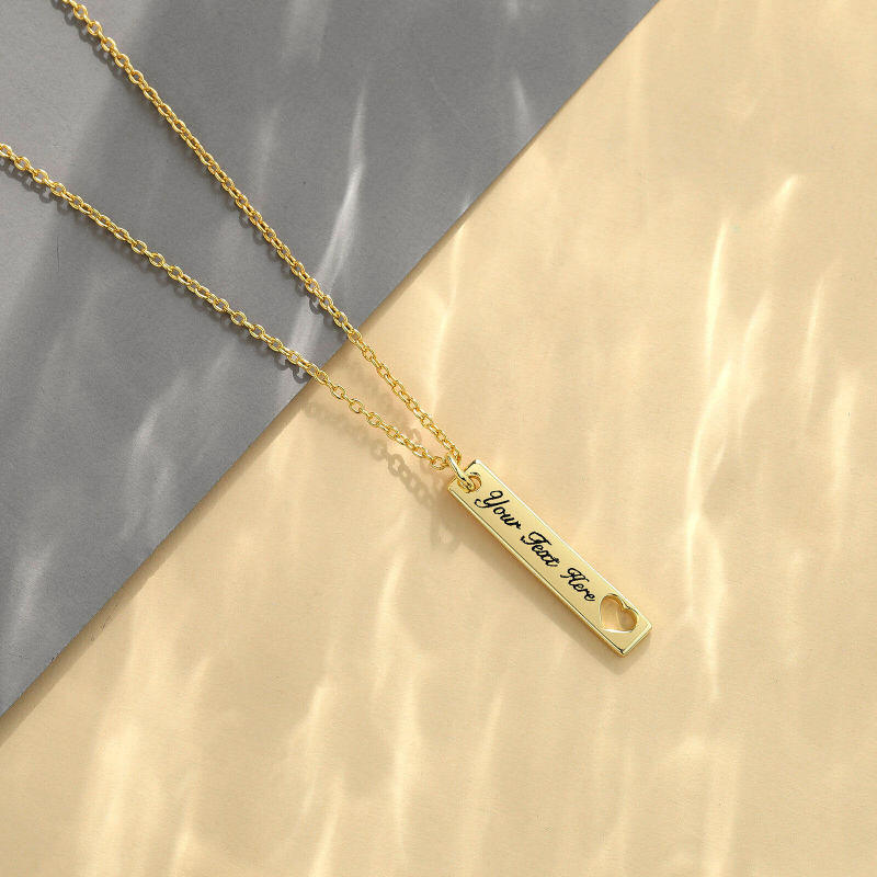 Collar con barra de piedra natal personalizada en oro de 14 quilates-5