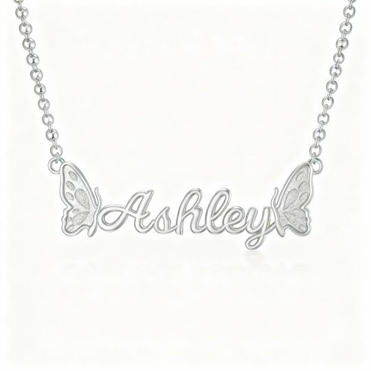 Collier pendentif papillon classique personnalisé en or blanc 10 carats