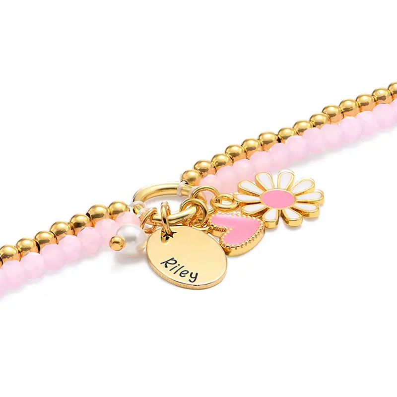 Personalisiertes klassisches Namensanhänger-Armband aus 10-karätigem Weißgold-4