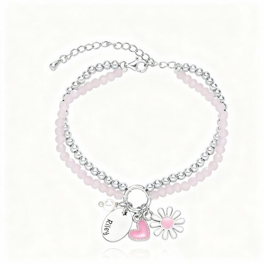 10K White Gold Personalized Classic Name Charm Bracelet