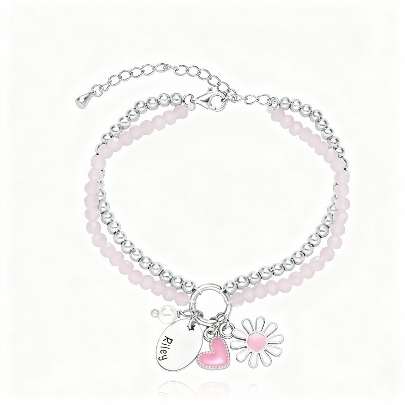 Personalisiertes klassisches Namensanhänger-Armband aus 10-karätigem Weißgold-1