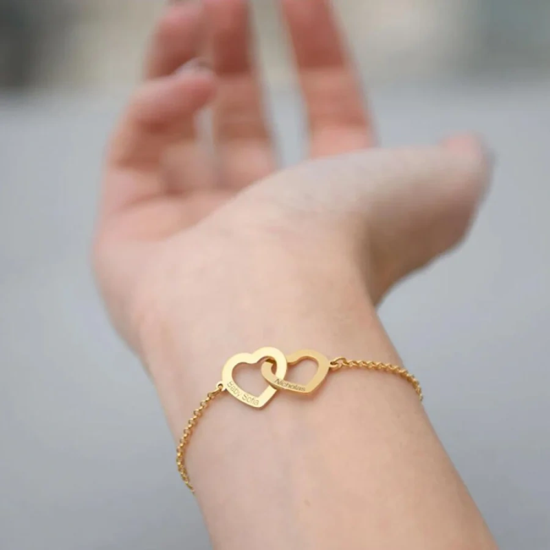 Bracelet à breloque prénom personnalisé en or 14 carats pour femme-3