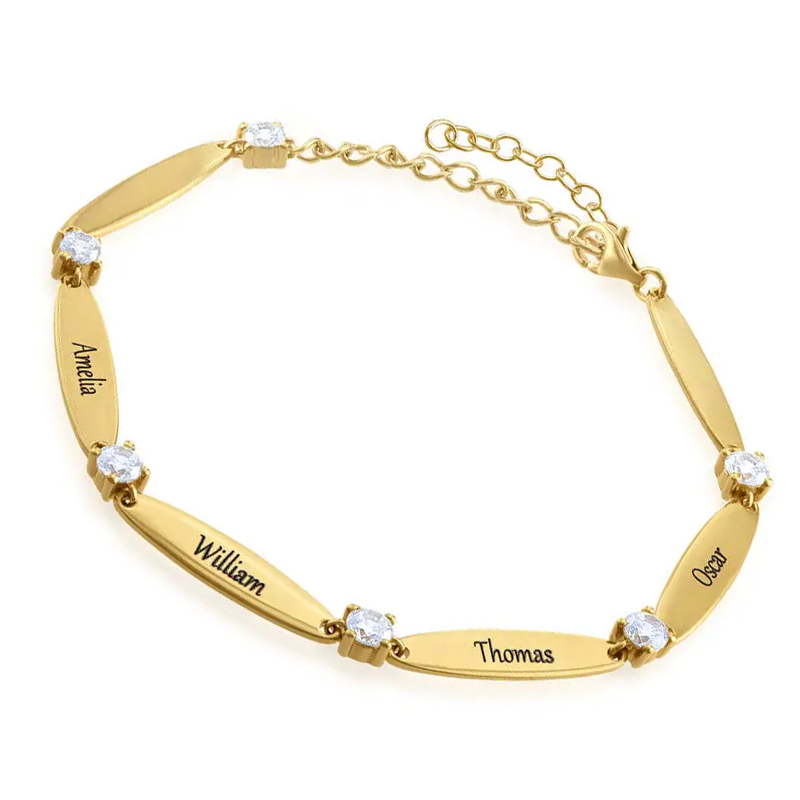 Personalisiertes klassisches Namensanhänger-Armband aus 10-karätigem Weißgold-3