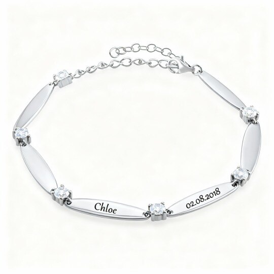 10K White Gold Personalized Classic Name Charm Bracelet