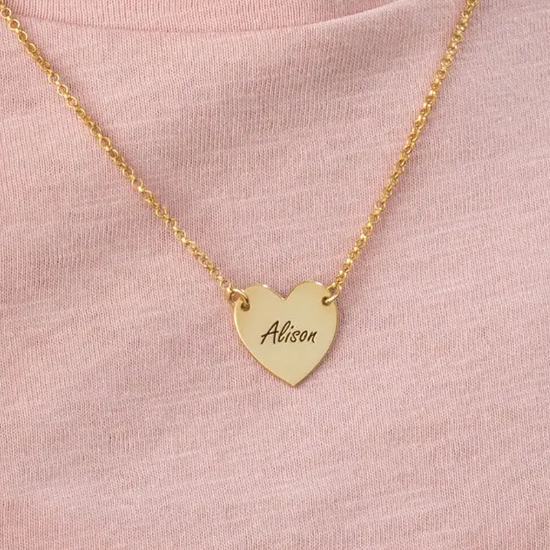 Collar con corazón personalizado con nombre en oro vermeil para mujeres y niños-3