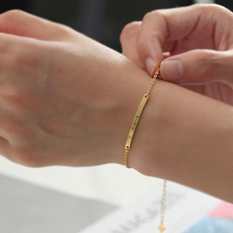 Bracelet d'identification classique personnalisé en or 10 carats-2
