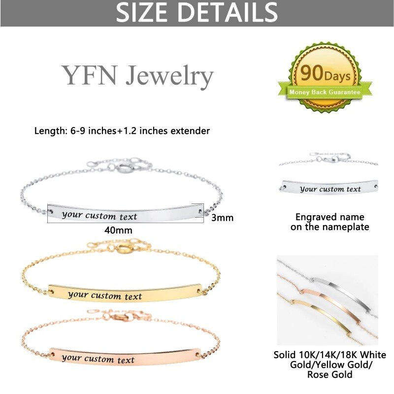 Bracelet d'identification classique personnalisé en or 10 carats-6