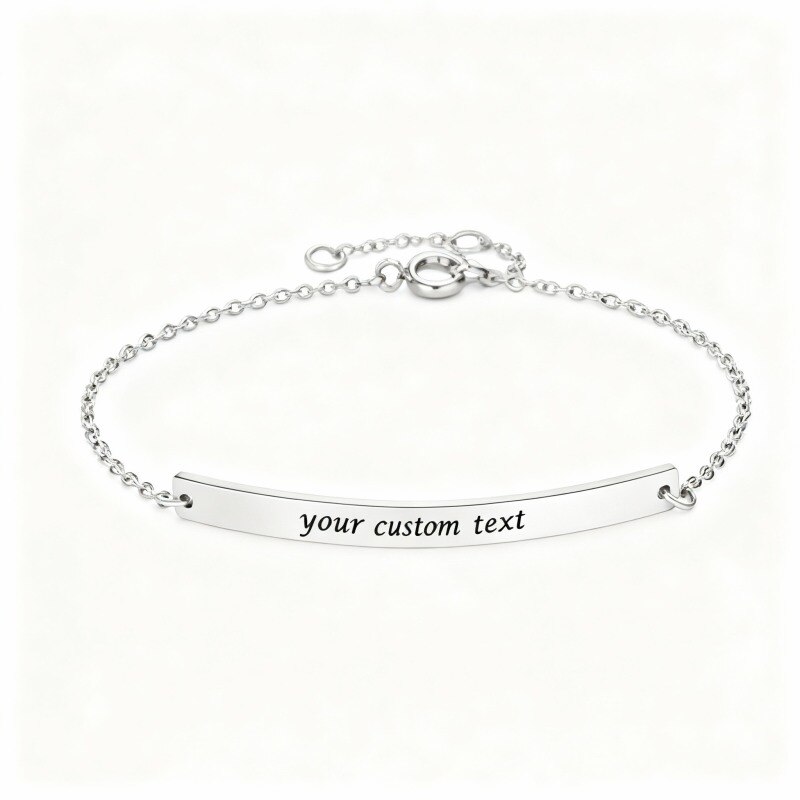 Bracelet d'identification classique personnalisé en or blanc 10 carats-19