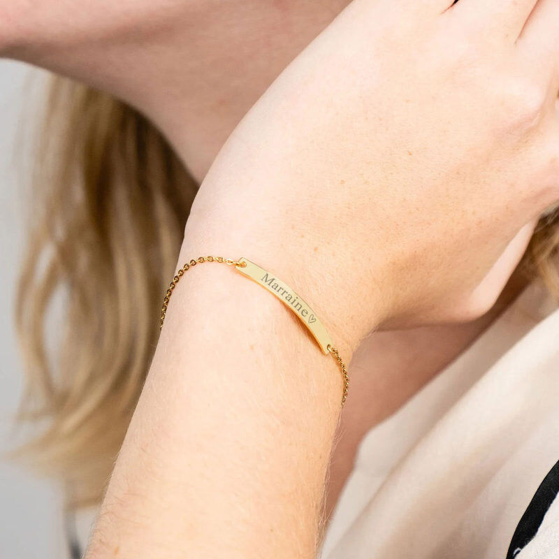 Bracelet d'identification classique personnalisé en or 18 carats-2