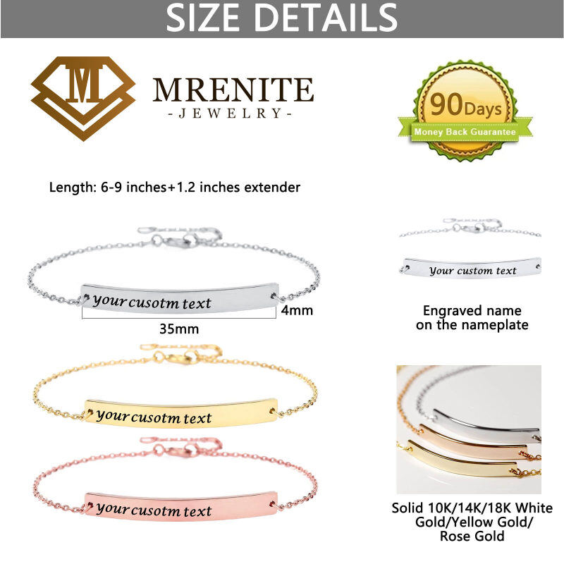 Bracelet d'identification classique personnalisé en or 18 carats-4