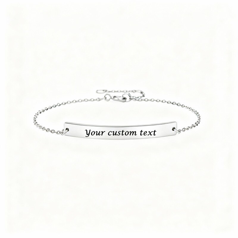 Bracelet d'identification classique personnalisé en or blanc 10 carats-20