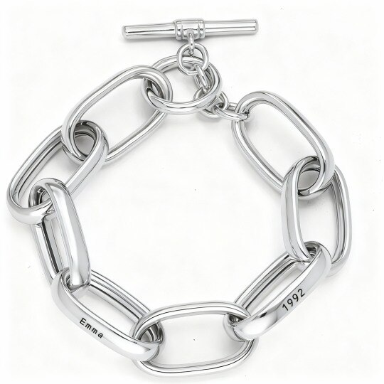 10K White Gold Personalized Classic Name Paperclip Bracelet