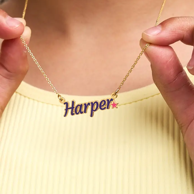 10K White Gold Personalized Classic Name Pendant Necklace-2
