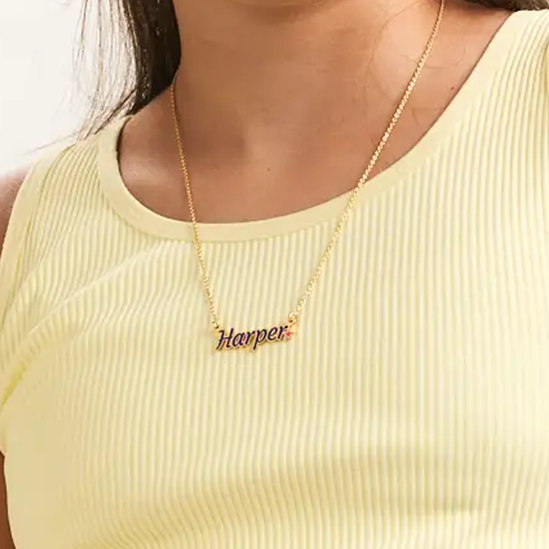 10K White Gold Personalized Classic Name Pendant Necklace-3