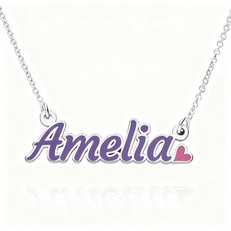 10K White Gold Personalized Classic Name Pendant Necklace-1