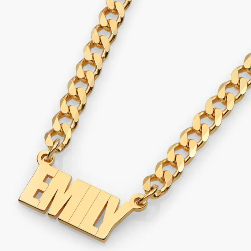 Personalisierte Namensanhänger-Halskette aus 18-karätigem Gold für Damen und Herren-4