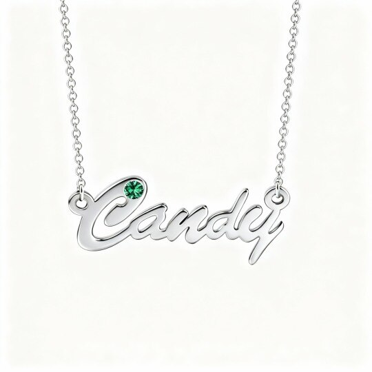 Collier pendentif prénom classique personnalisé en or blanc 10 carats