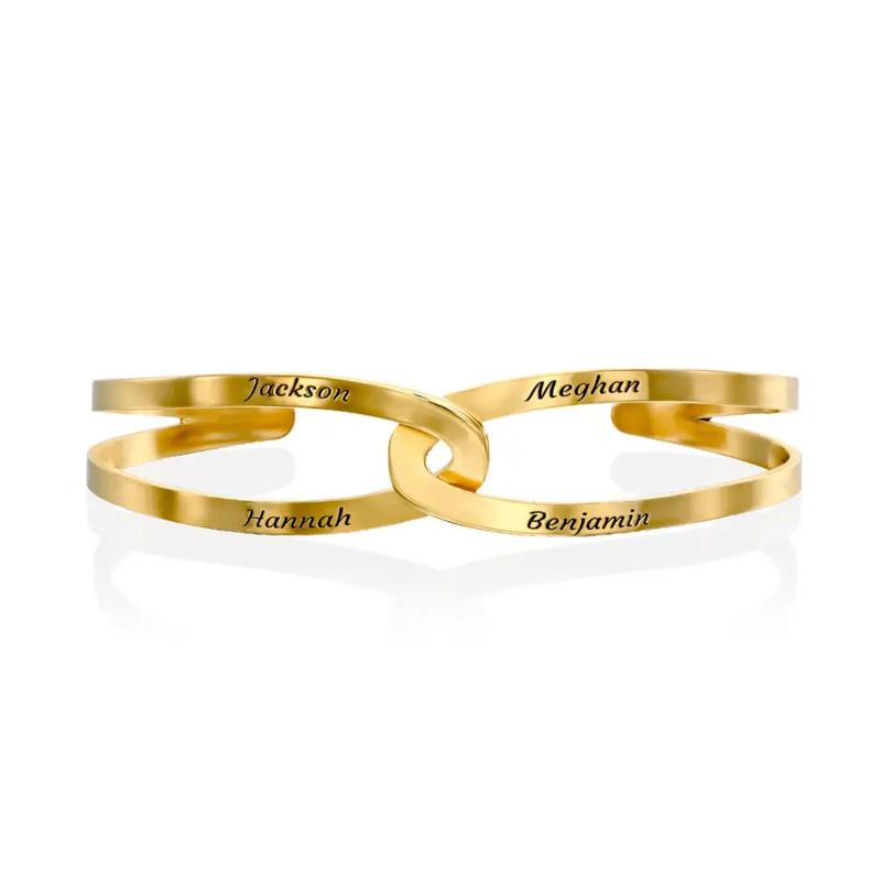 Bracelet jonc personnalisé en or 18 carats avec nom pour femmes et hommes-5