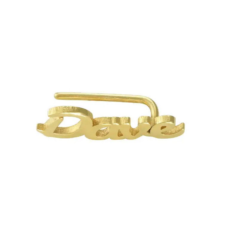 Pendientes de botón personalizados con nombre en oro de 14 quilates para mujer-3