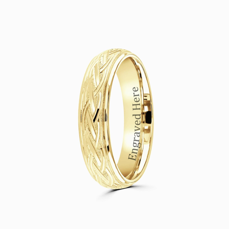 Anillo de oro de 10 quilates con grabado personalizado y nudo celta para hombre-2