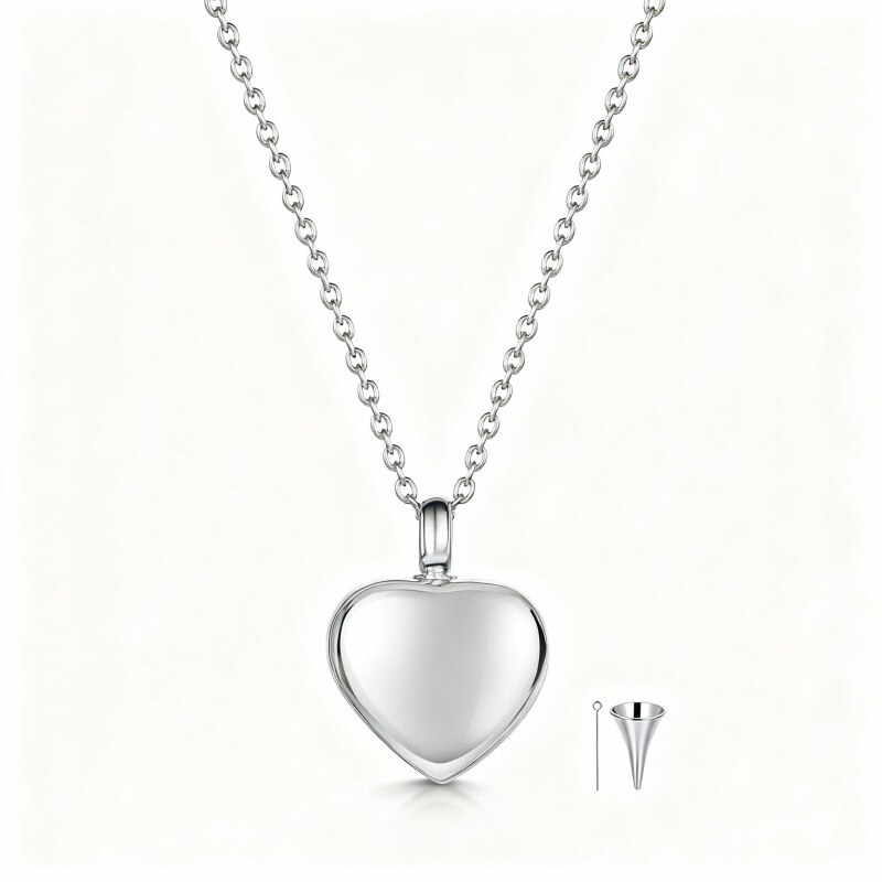 Collier en or blanc 10 carats avec gravure personnalisée et urne en forme de cœur pour cendres-11