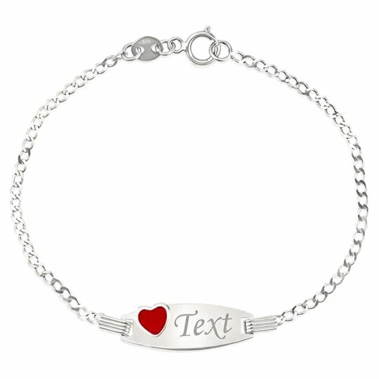 Bracelet d'identification personnalisé en or blanc 10 carats avec gravure