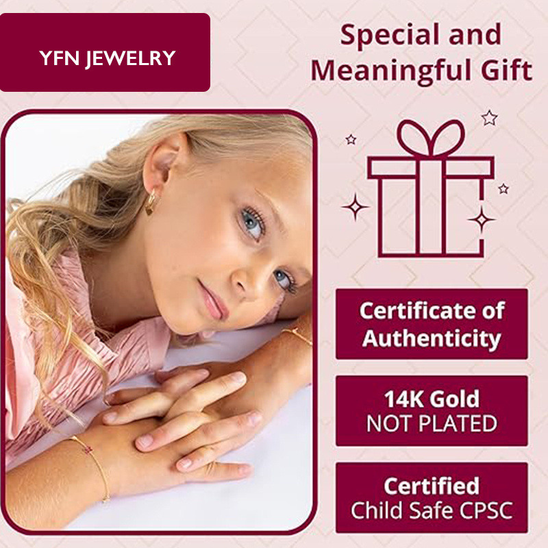 Pulsera de identificación grabada personalizada en oro de 14 quilates para mujer-2