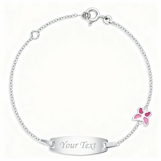 Bracelet d'identification personnalisé en or blanc 10 carats avec gravure