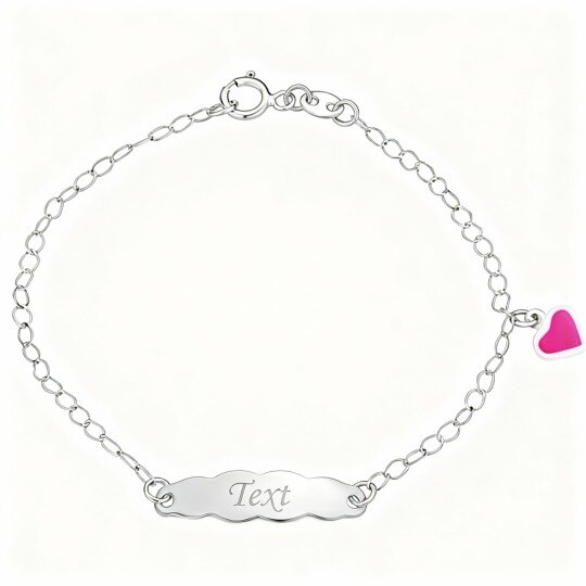 Bracelet d'identification personnalisé en or blanc 10 carats avec gravure