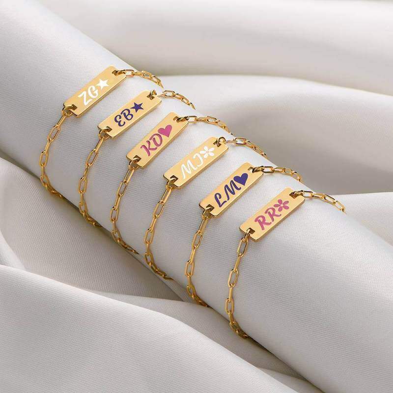 9K Gold Personalized Engraving Identification Bracelet-3