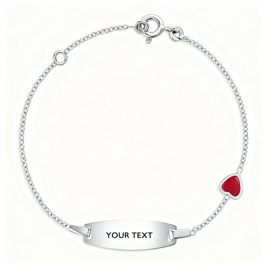 Bracelet d'identification personnalisé en or blanc 10 carats avec gravure