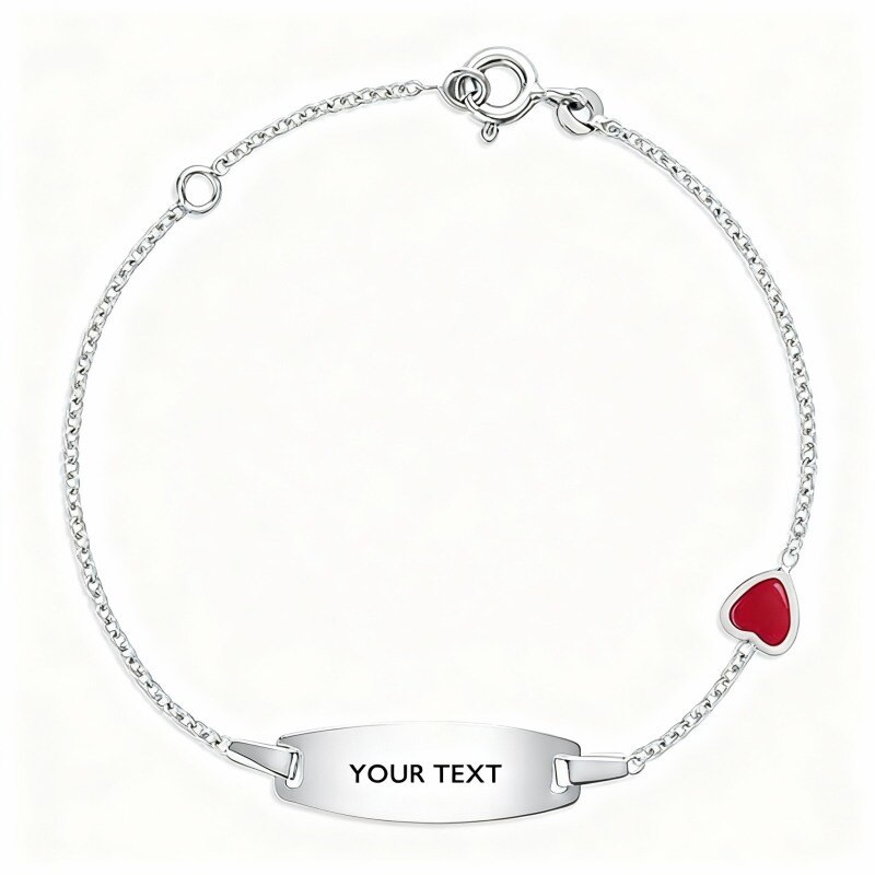 Bracelet d'identification personnalisé en or blanc 18 carats avec gravure-1