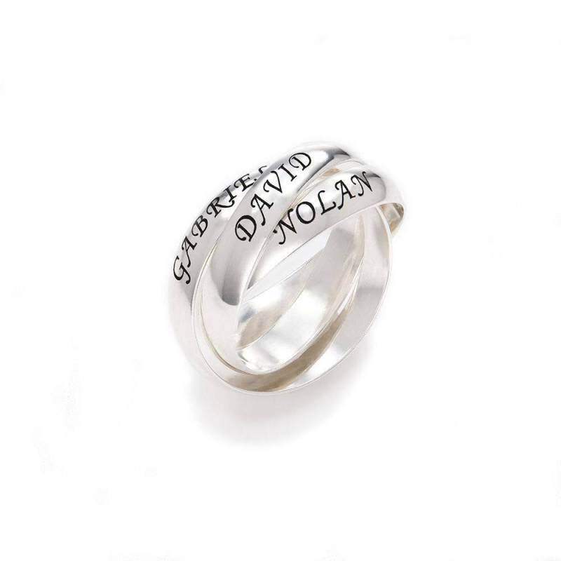 Anillo de oro blanco de 10 quilates con grabado personalizado para mujer-3