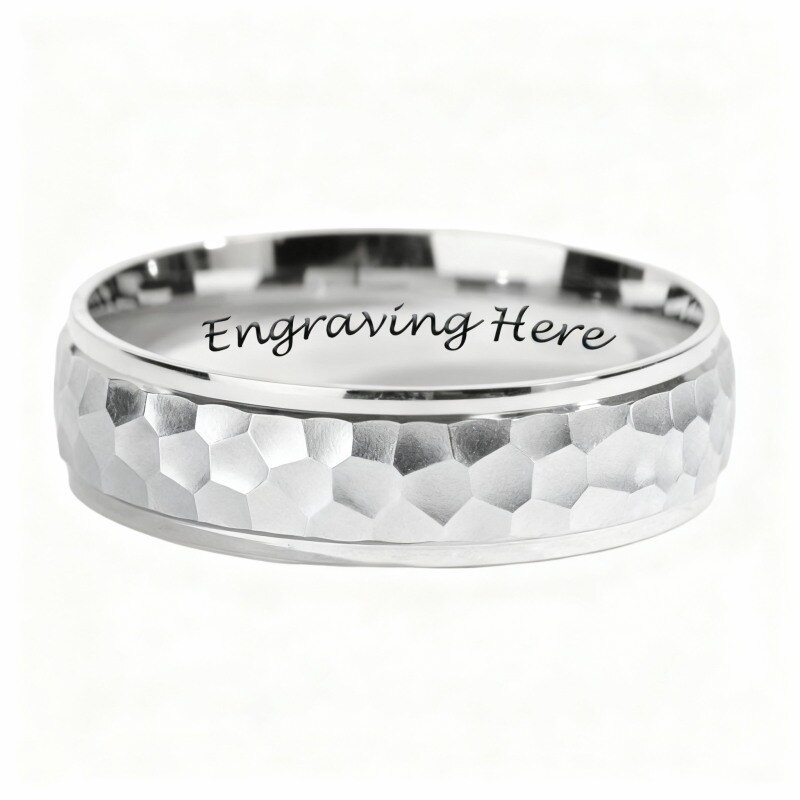 Bague en or blanc 18K avec gravure personnalisée-1