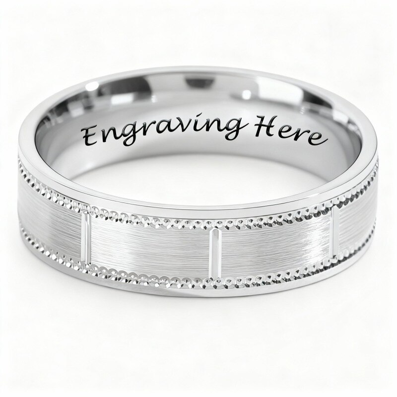 Personalisierter Gravurring aus 10-karätigem Weißgold für Herren-4