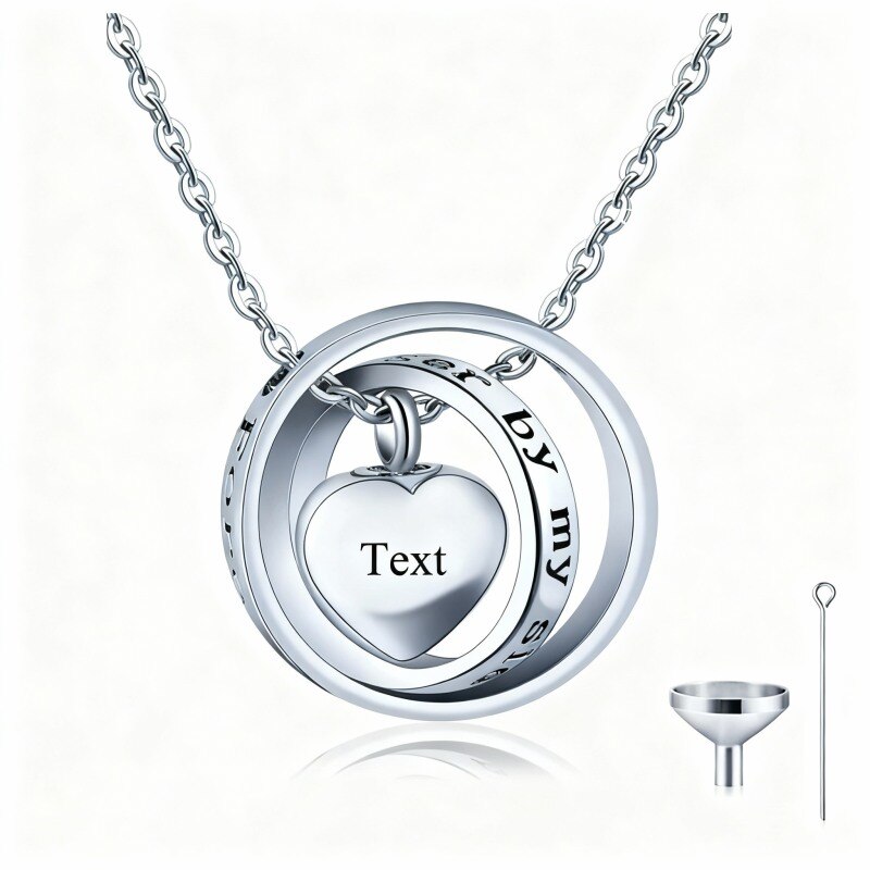Collier urne funéraire en or blanc 14 carats avec gravure personnalisée-1