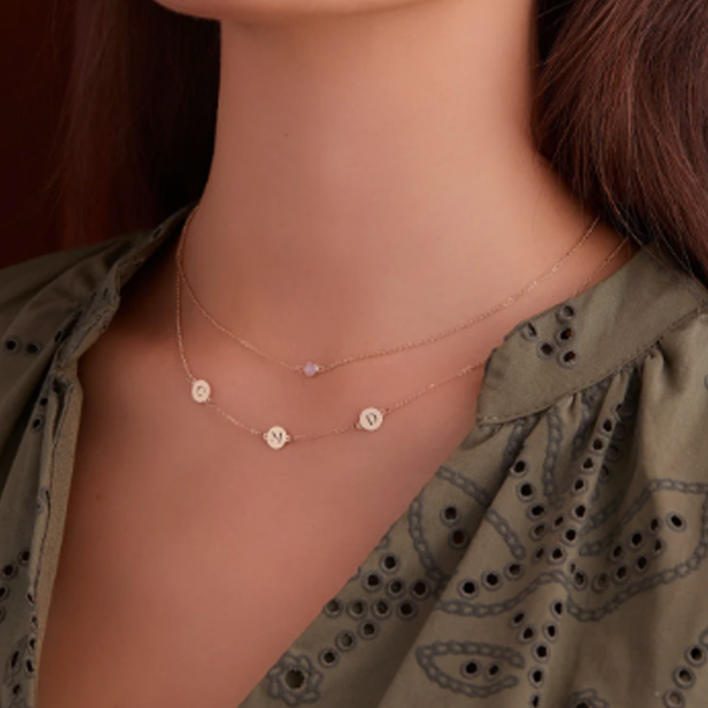 Collier à maillons en or 10 carats personnalisé avec initiale pour femme-2