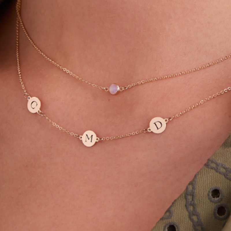 Collier à maillons en or 10 carats personnalisé avec initiale pour femme-3