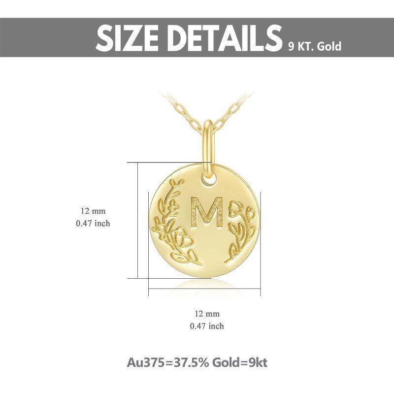 10K Gold Letter Coin Pendant Necklace-5