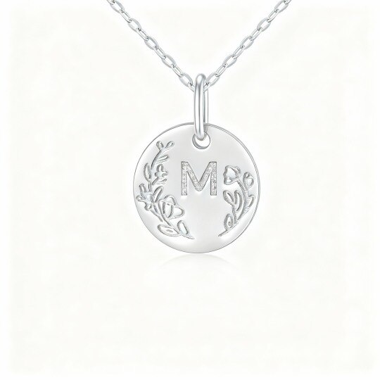Collier en or blanc 9 carats avec pièce personnalisée et initiale