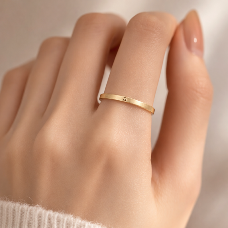 10K White Gold Personalized Initial Letter Initial Ring-2