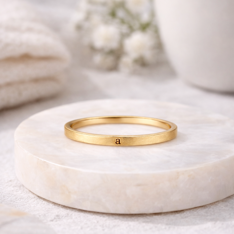 10K White Gold Personalized Initial Letter Initial Ring-3