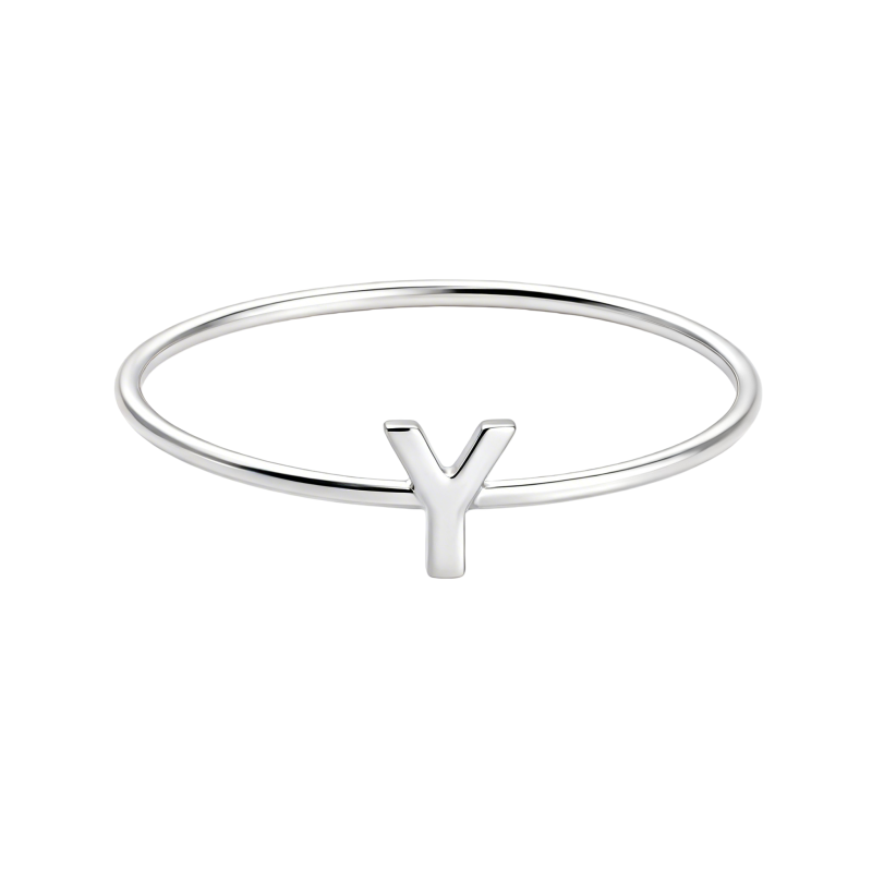 10K White Gold Personalized Initial Letter Initial Ring-6