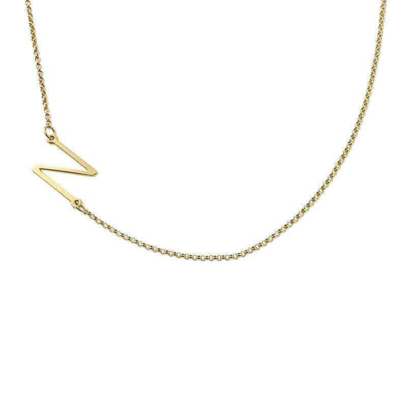 Collar de oro de 9 quilates con inicial personalizada y collar de varias capas-3