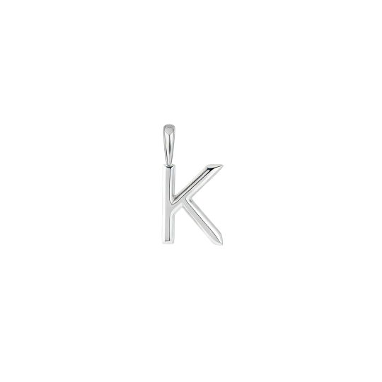 10Kホワイトゴールド製、イニシャル「K」入りパーソナライズイニシャルペンダントチャーム