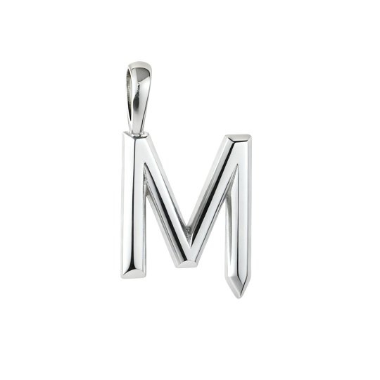10K White Gold Personalized Initial Letter Pendant Charms with Initial Letter M